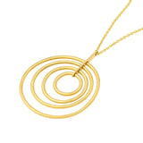 14K Gold Concentric Circle Pendant Necklace