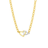 14K Two Tone Gold Interlocking Heart Pendant Necklace