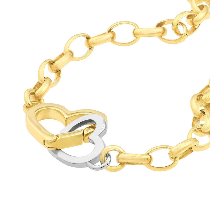 14K Two Tone Gold Interlocking Heart Pendant Necklace