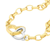 14K Two Tone Gold Interlocking Heart Pendant Necklace