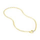 14K Two Tone Gold Interlocking Heart Pendant Necklace