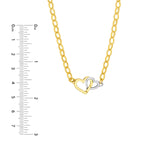 14K Two Tone Gold Interlocking Heart Pendant Necklace