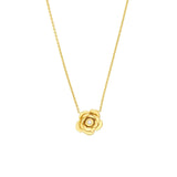 14K Gold Diamond Rose Pendant Necklace