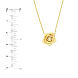 14K Gold Diamond Rose Pendant Necklace