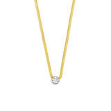 14K Two Tone Gold Cluster Diamond Bezel Snake Chain Necklace