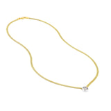 14K Two Tone Gold Cluster Diamond Bezel Snake Chain Necklace