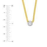 14K Two Tone Gold Cluster Diamond Bezel Snake Chain Necklace