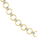 14K Two Tone Gold Round Link Necklace Chain