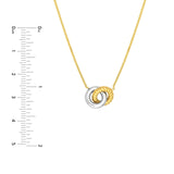 14K Two Tone Gold Interlocking Ring Pendant Necklace