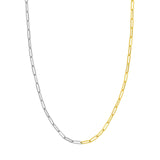 14K Two Tone Gold Half and Half Paper Clip Necklace