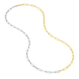 14K Two Tone Gold Half and Half Paper Clip Necklace