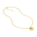 14K Two Tone Gold Puff Heart Pendant Necklace