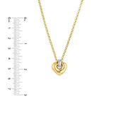 14K Two Tone Gold Puff Heart Pendant Necklace