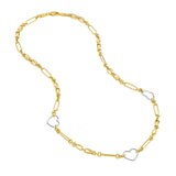 14K Two Tone Gold Heart and Link Station Necklace