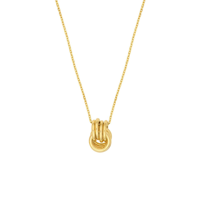 14K Gold Love Knot Pendant Cable Necklace