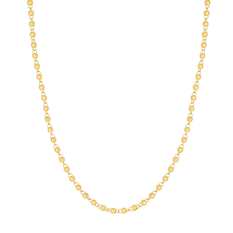 14K Gold 3.90MM Round Bead Chain Necklace