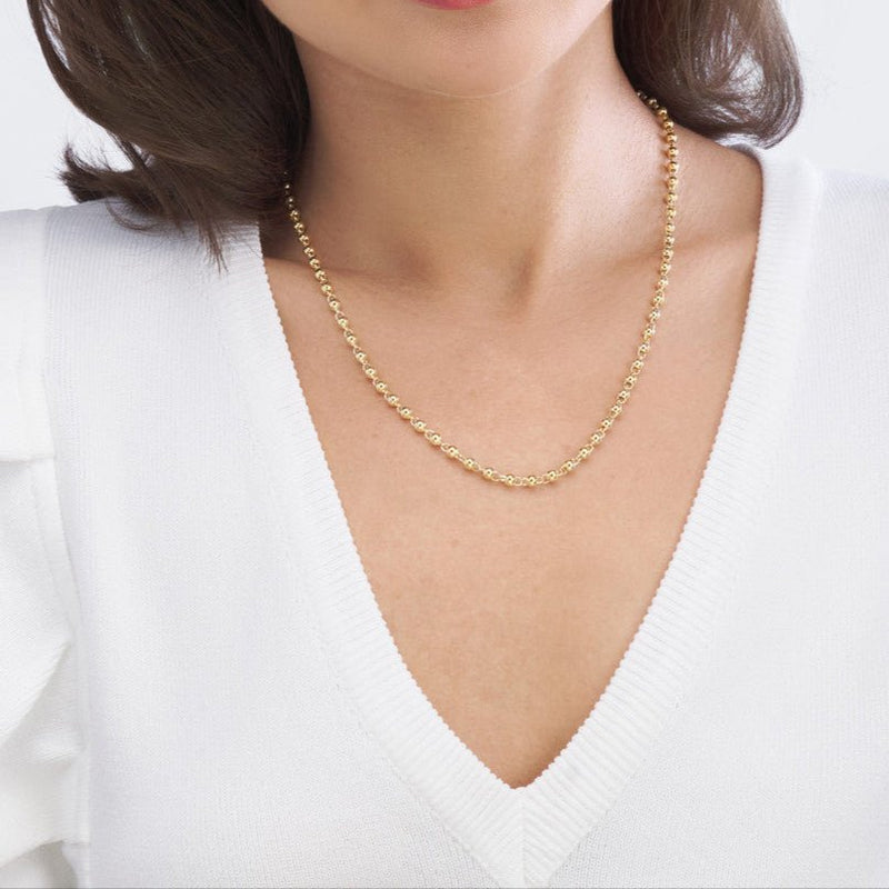 14K Gold 3.90MM Round Bead Chain Necklace