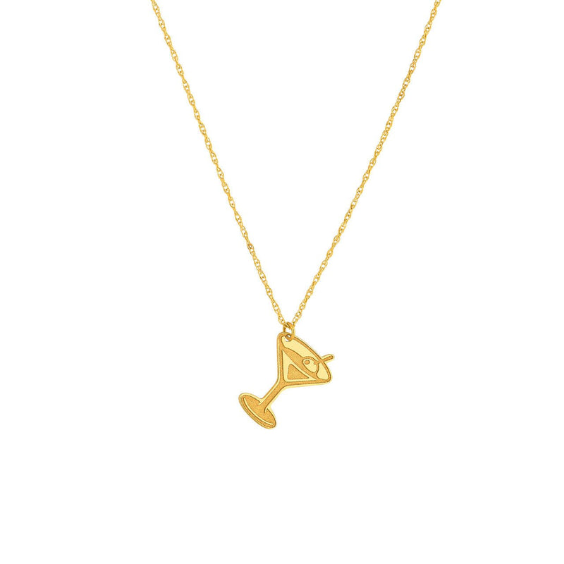 14K Gold Martini Pendant Necklace