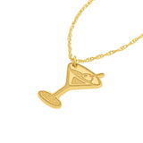 14K Gold Martini Pendant Necklace