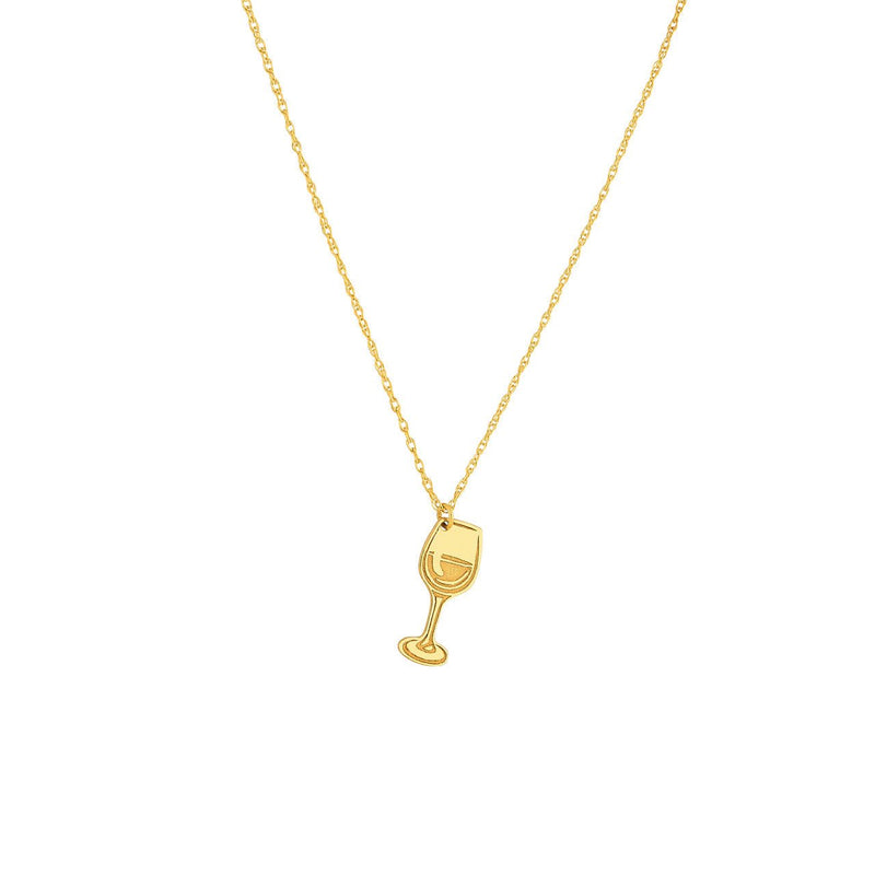 14K Gold Cocktail Glass Pendant Necklace