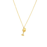 14K Gold Cocktail Glass Pendant Necklace