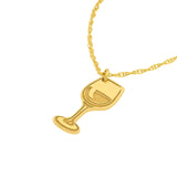 14K Gold Cocktail Glass Pendant Necklace
