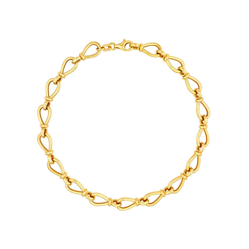 14K Gold Tear Drop Link Bracelet
