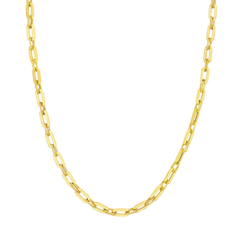 14K Gold Textured and Paper Clip Chain Necklace