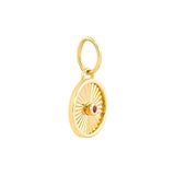 14K Gold Ruby Round Fluted Pendant
