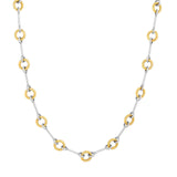 14K Two-Tone Gold Textured Alternating Link Necklace