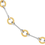14K Two-Tone Gold Textured Alternating Link Necklace