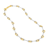 14K Two-Tone Gold Textured Alternating Link Necklace