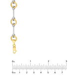 14K Two-Tone Gold Textured Alternating Link Necklace