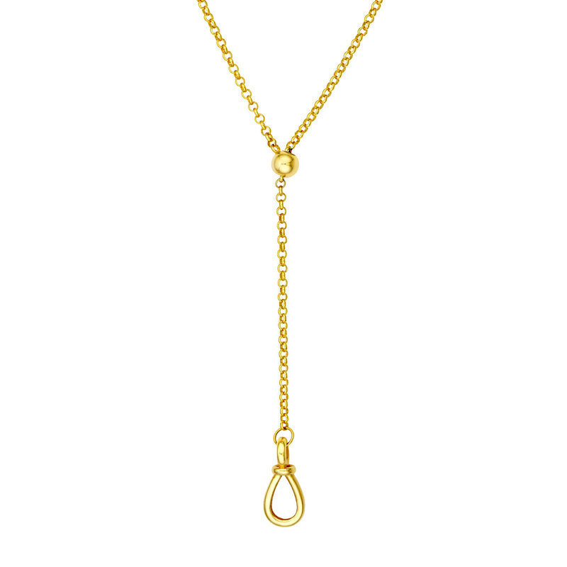 14K Gold Pull Over Rolo Lariat Necklace