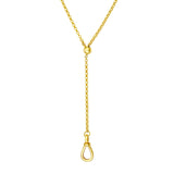 14K Gold Pull Over Rolo Lariat Necklace