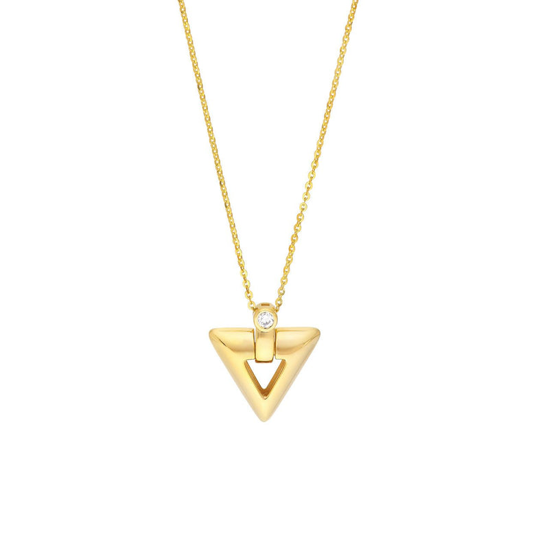 14K Gold Triangle Diamond Pendant Necklace