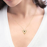 14K Gold Triangle Diamond Pendant Necklace