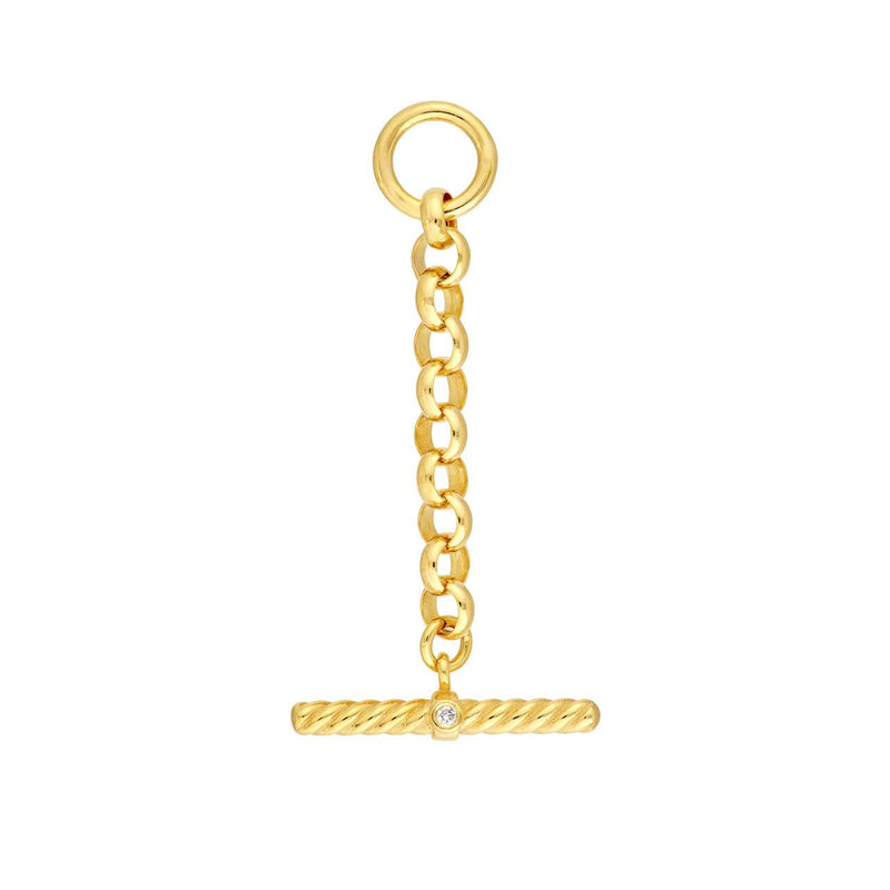 14K Gold Twisted Diamond Bar Dangle Chain Pendant