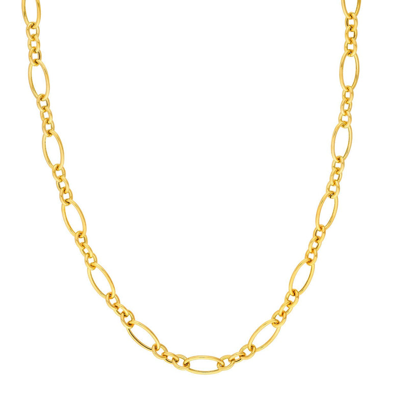 14K Gold Figaro Style Rolo Chain Necklace