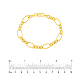 14K Gold Figaro Style Rolo Chain Bracelet