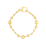 14K Gold Bead Station Bracelet with Diamond on Lock