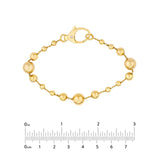 14K Gold Bead Station Bracelet with Diamond on Lock
