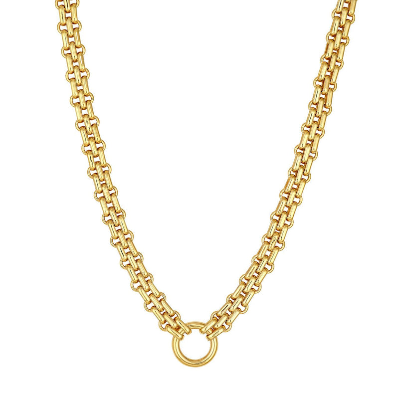 14K Gold Three Layered Rail Chain Necklace