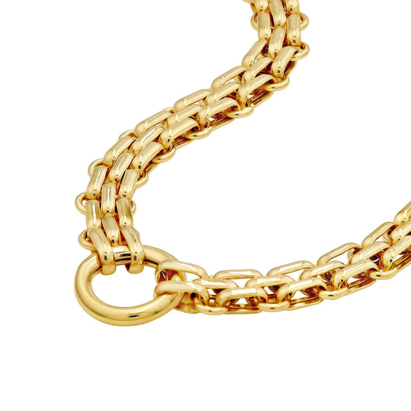 14K Gold Three Layered Rail Chain Necklace