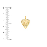 14K Gold Framed Fluted Diamond Heart Pendant