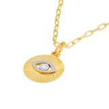 14K Two-Tone Gold Fluted Evil Eye Pendant