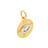 14K Two-Tone Gold Fluted Evil Eye Pendant
