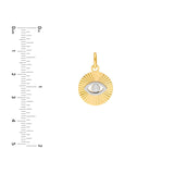 14K Two-Tone Gold Fluted Evil Eye Pendant