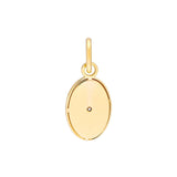 14K Gold Framed Fluted Diamond Oval Pendant