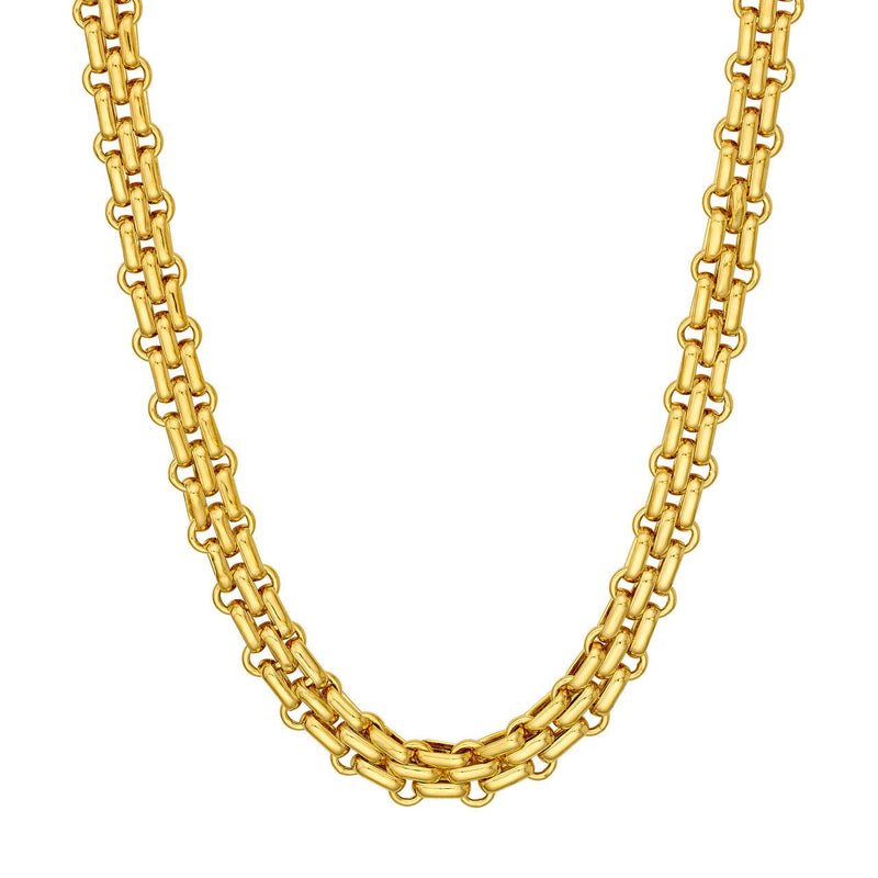 14K Gold Hollow Alternating 2 By 1 Chain Necklace